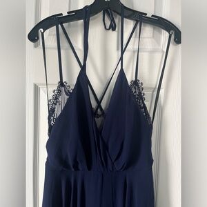 Lulu's Midnight Blue Flowy Formal Dress